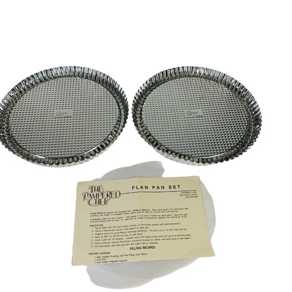 Pamper Chef Quiche Flan Pan Set of 2 Fluted Bakeware Baking Kitchen Pastry Tarts - Picture 1 of 14